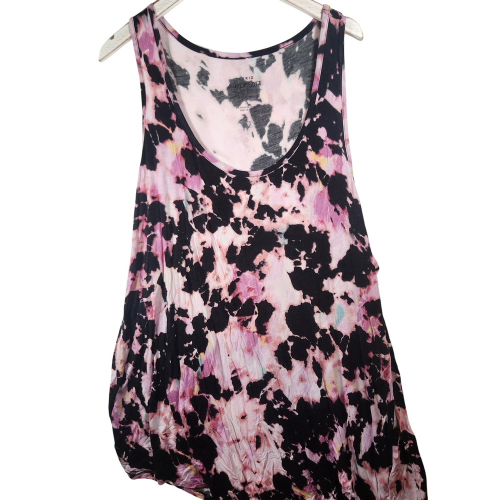 Torrid Super Soft Sleep Tank Top Pink Black Tie Dye Plus Size 5 Sleeveless Tee